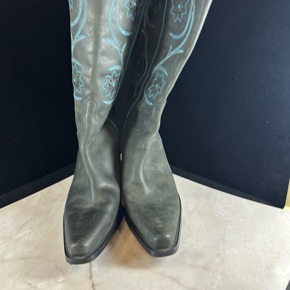Franco Sarto Gray and Blue Heeled Boots - Picture 10 of 10